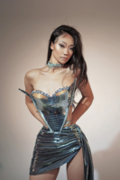 Top jupe sexy sans bretelles à sequins Robe de bal d'anniversaire Tenue de festival Ensemble 2 pièces Tenue de danseuse Robe de club de fête avec strass pour femmes