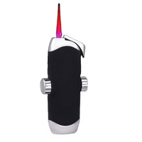 Briquet anti-vent 2-en-1 en métal avec fonction fidget spinner et double flamme torche, rouge