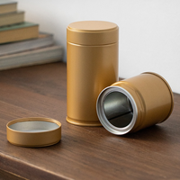 Boîte de rangement cylindrique en fer blanc, finition brillante, imprimée sur mesure, pour grains de café et poudre de matcha, avec couvercle à vis
