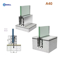 Profilé en U moderne en aluminium pour balustrade de balcon/escalier, avec fixation centrale, pour verre sans cadre