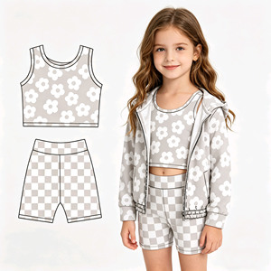 Conjuntos de Ropa Deportiva Casual de Verano para Niñas, Chaleco Deportivo, Pantalones Cortos de Ciclismo, Chaqueta, 3 Piezas, Venta al por Mayor, Conjuntos de Yoga para Hermanas - Product Image 2