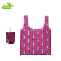 Sac à provisions multifonctionnel imperméable en polyester pliable et réutilisable avec support pour téléphone portable pour la vente en gros