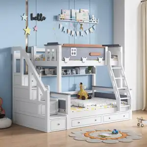 relax rest comfortable stairs wood desk wardrobe kids student bunk bed