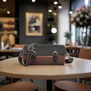 Bolso cruzado de un solo hombro Vintage 2025 para <span class=keywords><strong>hombre</strong></span>, bolso de barril de cuero PU a la moda con bloque de Color, venta al por mayor - Product Image 1