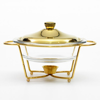 Plat de service rond en verre de luxe pour garder les aliments au chaud – Idéal pour mariages, fêtes, buffets d'hôtel