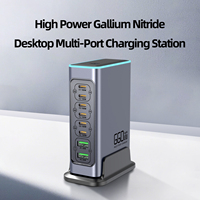 Adaptateur de chargeur de bureau électrique WLX-F8L 660W avec 2 ports USB et 6 ports Type-C, PD 3.0 QC3.0 5V/3A, charge rapide pour téléphone, ordinateur portable et écouteurs