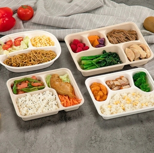 Takeaway mía bã mía lấy đi Bento ăn trưa hộp thực phẩm <span class=keywords><strong>container</strong></span> 2 ngăn sinh thái thân thiện phân hủy sinh học dùng một lần - Product Image 5