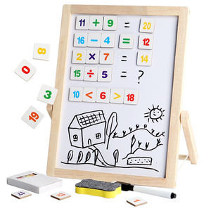 لوح رسم خشبي مزدوج الوجهين مخصص للأطفال تعلم تعليمي قابل للمسح لوحات رسم للكتابة ألعاب للأطفال - Product Image 1