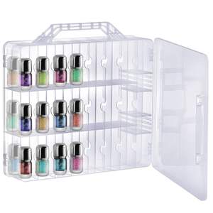Boîte de rangement pour vernis à ongles à 48 compartiments, organisateur transparent pour gel UV, support portable double face en plastique avec poignée - Product Image 6