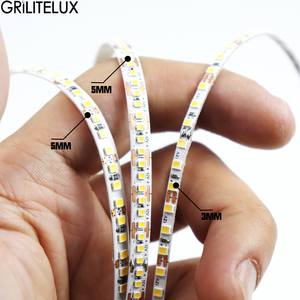 Tira de Luz LED Estrecha DC12/24V con SMD2835 120/168/204 LEDs CRI>90 Ultrafina, Ideal para Iluminación de Armarios y Estanterías - Product Image 1