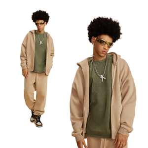 Мужская осенняя спортивная толстовка-кардиган свободного кроя из дышащего шелка в американском стиле, цвета земли, 2026 - Product Image 5