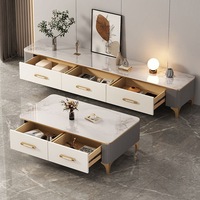 Ensemble de meubles de salon, table basse, meuble TV, combinaison bois, luxe léger, moderne, italien, minimaliste, simple, européen, américain
