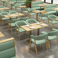 Table et chaises de café personnalisées, mobilier de restaurant, ensemble de salle à manger, banquettes en bois massif, canapé