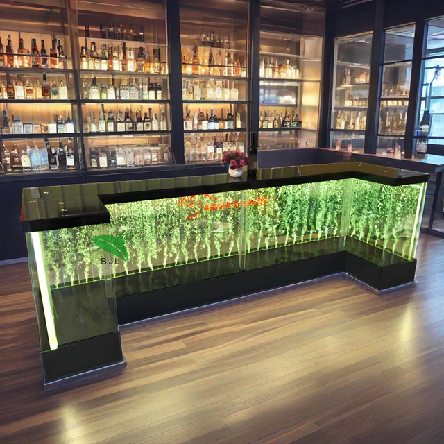 Modern Night Club bar Furniture Aquarium Water Bubble Wall LED Acrylic bar Counter