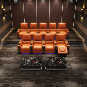 Deluxe Kinosessel Heimkino-Möbel Relaxsessel Medienraum-Sofa Leder Metall Massagesessel ECHTES Leder Modern - Product Image 3