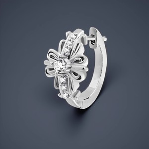 Hoop Earrings Flower Shape 925 Sterling Silver Iris Cross Design Claw Setting Everyday Wear - Product Image 2