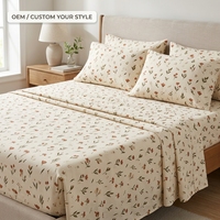 Ensemble de draps en microfibre imprimés de fleurs, 6 pièces, doux et respirants, pour hôtel et maison