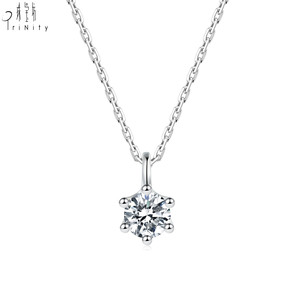 女性用18Kリアルホワイトゴールドシングルダイヤモンドネックレスナチュラルダイヤモンドネックレスジュエリー