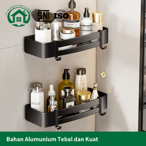 Pano.V Aluminum Waterproof Punch-free Bathroom <b>Shelves</b> Washroom <b>Corner</b> Rack <b>Shelf</b> with Hook Multi-Tier - Product Image 6