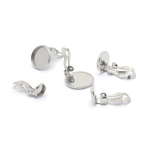 ต่างหูแบบหนีบสแตนเลส ฐานกลม เชื่อมจุด งาน DIY สำหรับใส่ทุกวัน - Product Image 1