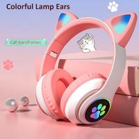 Écouteurs sans fil avec oreilles de chat mignonnes, LED, stéréo, musique, microphone dynamique, casque pour filles, plusieurs couleurs pour les voyages, l'aviation, AAC