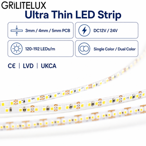 ไฟ LED แถบแคบ 3-5 มม. PCB CRI>90 6.5-9.6W/m DC12V/24V 90-100lm/W สำหรับโครงการไฟใต้ตู้ - Product Image 1