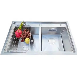 Fregadero de Cocina de Acero Inoxidable 304 de Doble Cubeta con Escurridor, Uso Profesional, Precio de Fábrica OEM - Product Image 1