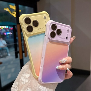 เคสโทรศัพท์มือถือแฟชั่นสีนีออนแบบกระจกสำหรับ <span class=keywords><strong>iPhone</strong></span> 17 16 15 14 Pro Max ปุ่ม AI ป้องกันกล้อง  พร้อม Air Cushion  ด้านข้างแบบด้านนุ่ม - Product Image 1