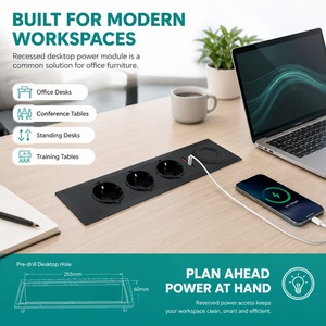 Muebles personalizados, toma de corriente oculta, caja de enchufe empotrada, toma de corriente integrada para mesa de conferencias - Product Image 3