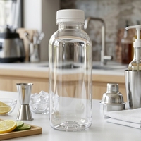 Bouteille en plastique transparente PET de 350 ml pour boissons, jetable, avec bouchon à vis blanc