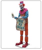 Payaso Animado de Helado para Halloween, con Movimiento, Ojos Iluminados y Sonido de Terror, para Decoración de Carnavales y Parques Temáticos
