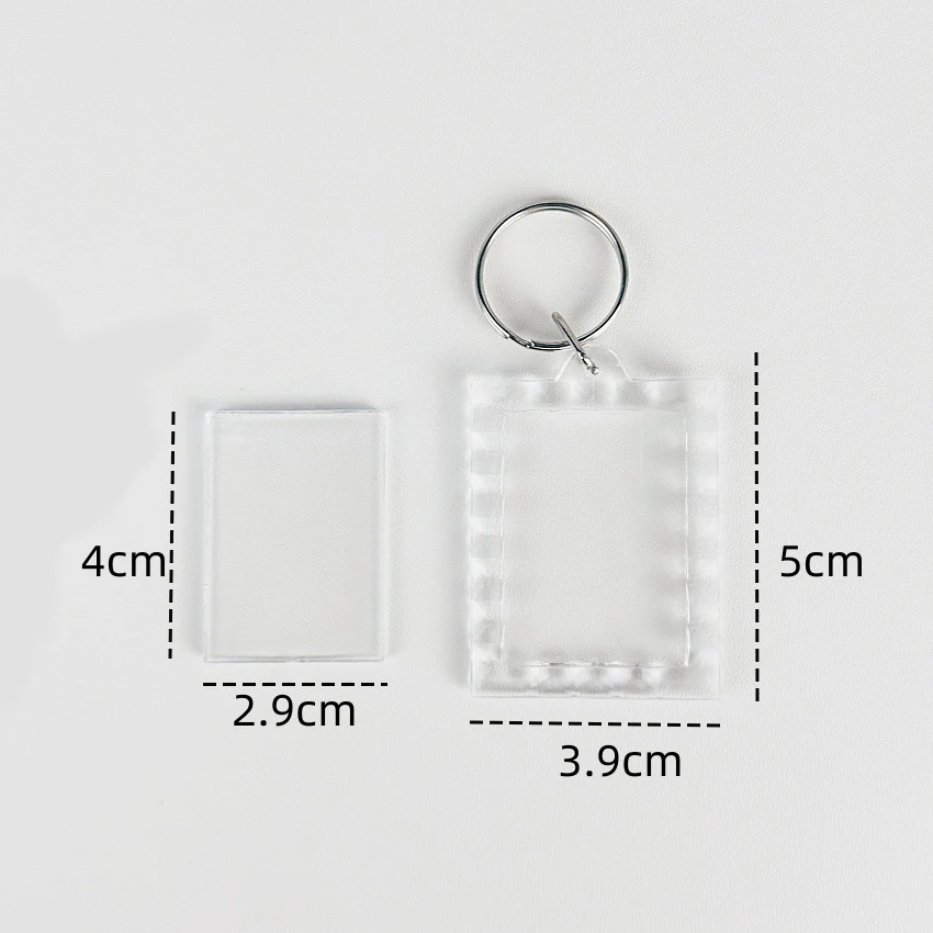 Porte-clés transparent en dentelle rectangulaire