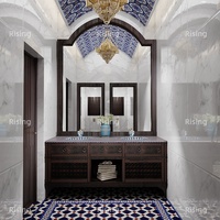 Décoration intérieure luxueuse sur mesure, revêtement de sol, carrelage en jet d'eau, motifs de médaillons en marbre