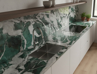 Pierre de luxe, quartzite vert Patagonie, fuchsite, dalle de quartzite cristalline, quartzite vert botanique, plan de travail de table, comptoir