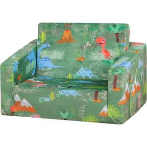 2-in-1 Convertible Modern Kid's Foam Sofa <b>Bed</b> Chair with <b>Velvet</b> Side Pocket & <b>Storage</b> for Bedroom and Living Room - Product Image 2