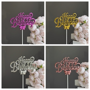 3D doppia faccia <span class=keywords><strong>felice</strong></span> compleanno torta di plastica Topperwith <span class=keywords><strong>arco</strong></span> per la decorazione della torta di compleanno - Product Image 5