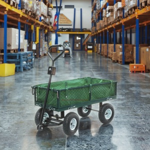 Carrello da Giardino a 4 Ruote Resistente Capacità 350kg con Recinzione Rimovibile in Rete Metallica Piattaforma Multiuso - Product Image 6
