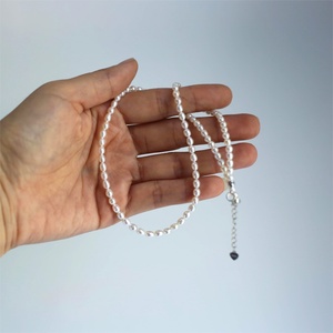 LUCK S925 plata agua dulce blanco 3,5-4mm collar de perlas para mujer niñas boda fiesta joyería - Product Image 5