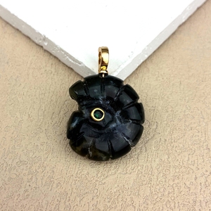 Pendentifs en coquille sculptée en forme de <span class=keywords><strong>trompette</strong></span>, plaqués or, en zircon et pierres précieuses naturelles, amazonite, escargot de mer, vente en gros, pour cadeau d'amis, bijoux DIY - Product Image 6