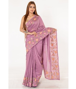 Sari traditionnel en coton avec broderie dorée époustouflante, vêtement ethnique indien élégant pour les mariages et les festivals - Product Image 2