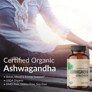 Ashwagandha Stress Bio Aide à l'humeur et à l'énergie Herbe adaptogène Comprimés biologiques Complément alimentaire - Product Image 3