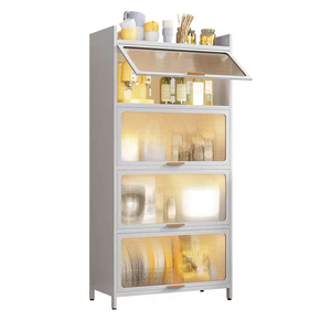 Armoires de cuisine modernes à 4 niveaux, économiques, prêtes à assembler, avec porte en PVC pour le salon - Product Image 1