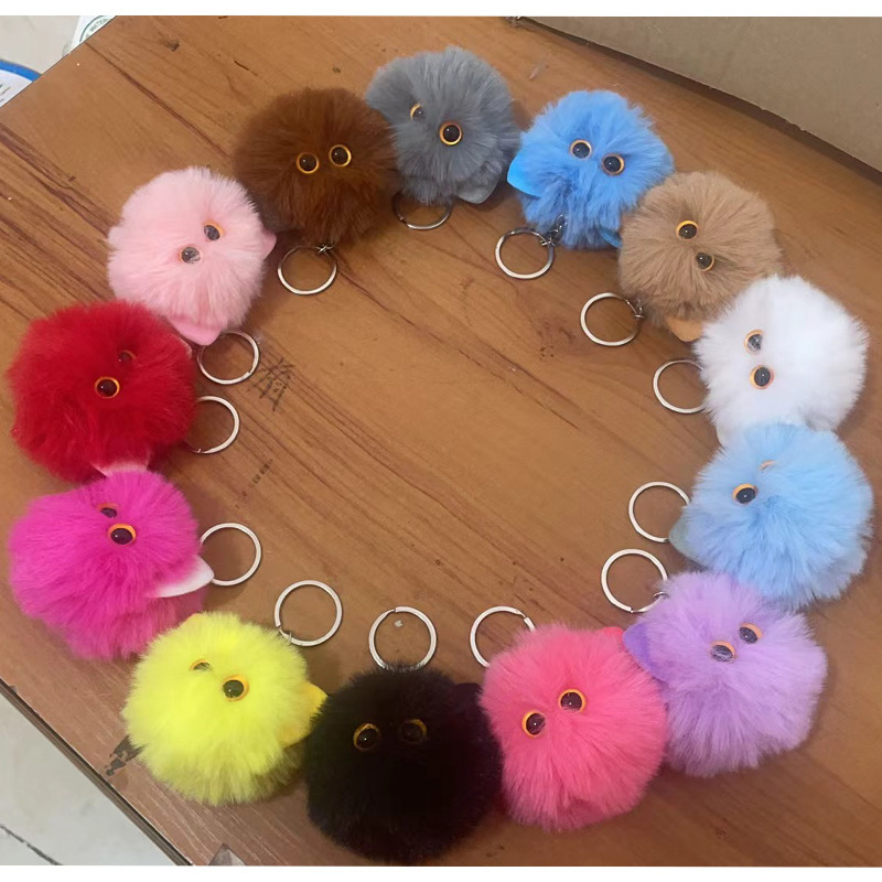 F@G58/Tête de chaton en peluche - Cheveux de couleurs mélangées