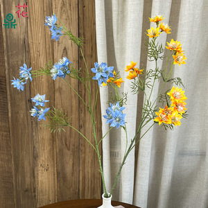 Charming Grass <b>Artificial</b> <b>Flowers</b> Mixed <b>Silk</b> Wedding Decoration 6-Forked Floral Arrangement - Product Image 2