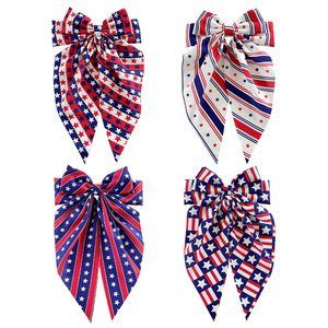 Pinza para el pelo con lazo y estampado de la bandera patriótica de EE. UU., 16 cm, ligera, accesorio de moda para mujer para el Día de la Independencia - Product Image 5