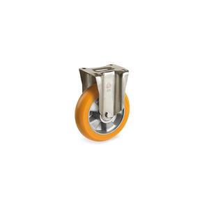 TELLURE ROTA-Roues polyuréthane 656016 TR à profil rond ergonomique, centre en aluminium, support fixe moyen-lourd (P) - Product Image 1