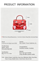 Sac à main personnalisé OEM en cuir véritable motif dessin animé pour femme, 3-en-1, porté épaule, bandoulière, fourre-tout, 9 couleurs, vente en gros usine