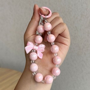 Ciondolo per cellulare in stile coreano con fiocco alla moda, catena, perle, anti-caduta, galvanizzato, con perline, per ragazze - Product Image 6