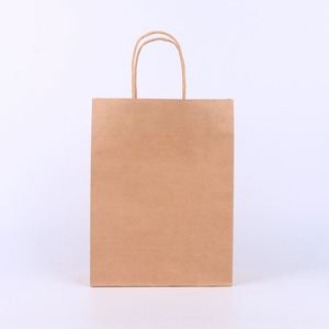 KM 28*15*28cm Handmade <b>Biodegradable</b> Natural Shopping Brown Paper <b>Packaging</b> Food Grade Gift Kraft Paper Bag With Handle - Product Image 5