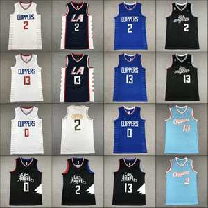 เสื้อบาสเก็ตบอลคลิปเปอร์สแบบเวสต์ # 2 # 13 # 0 เลโอนาร์ดจอร์จผ้าฝ้ายสำหรับผู้ชาย S M L XL XXL - Product Image 1